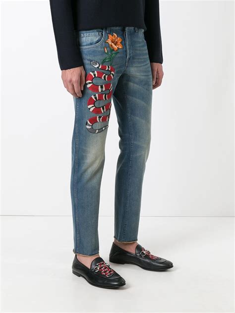 men's gucci pants jeans|gucci embroidered jeans men.